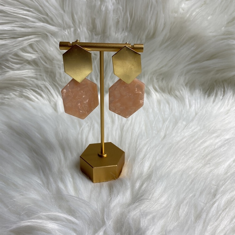 Boutique Pink and Gold Geometrical Earrings